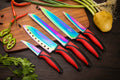 Kitchen Knife Set Kit | Red Handle & Black Magnetic Rack | Razor sharp