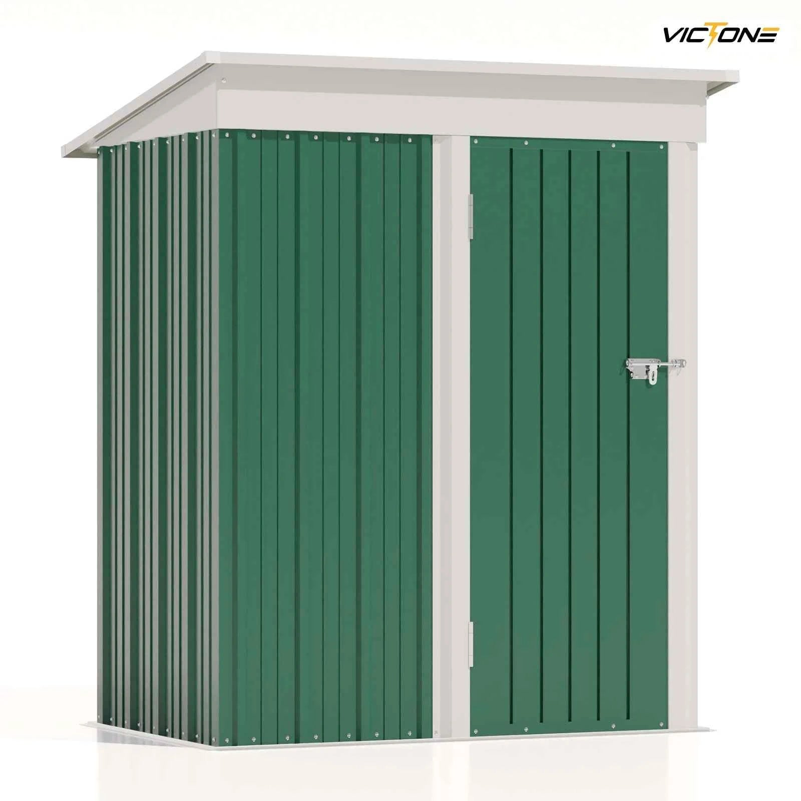 Patiowell 5x3 FT Metal Outdoor Storage Shed Lockable Sloping Roof Garden Tool Shed for Backyard Lawn Patio Eco-Friendly Waterproof