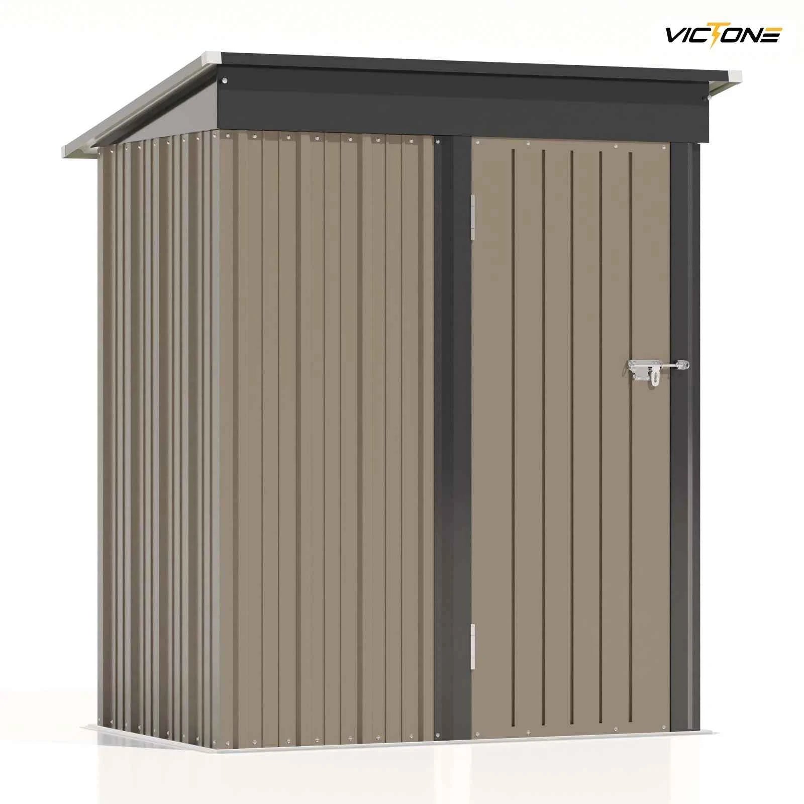 Patiowell 5x3 FT Metal Outdoor Storage Shed Lockable Sloping Roof Garden Tool Shed for Backyard Lawn Patio Eco-Friendly Waterproof