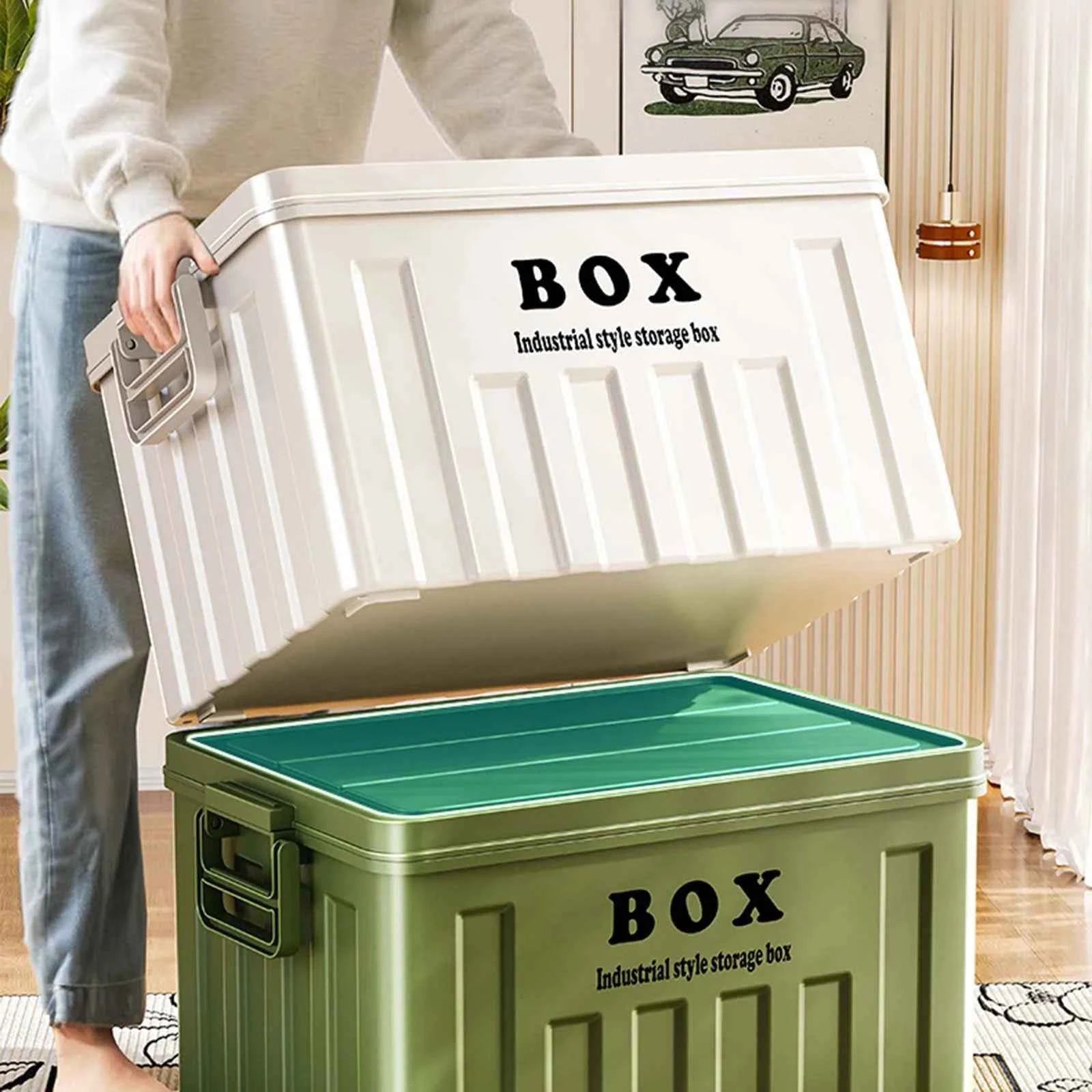 Large Capacity Stackable Lidded Storage Bin Utility Box with Handles for Clothes Snack Toy Books - Ideal for Hiking