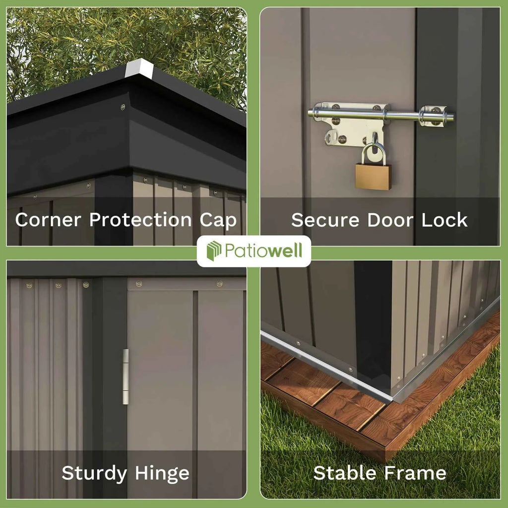 Patiowell 5x3 FT Metal Outdoor Storage Shed Lockable Sloping Roof Garden Tool Shed for Backyard Lawn Patio Eco-Friendly Waterproof