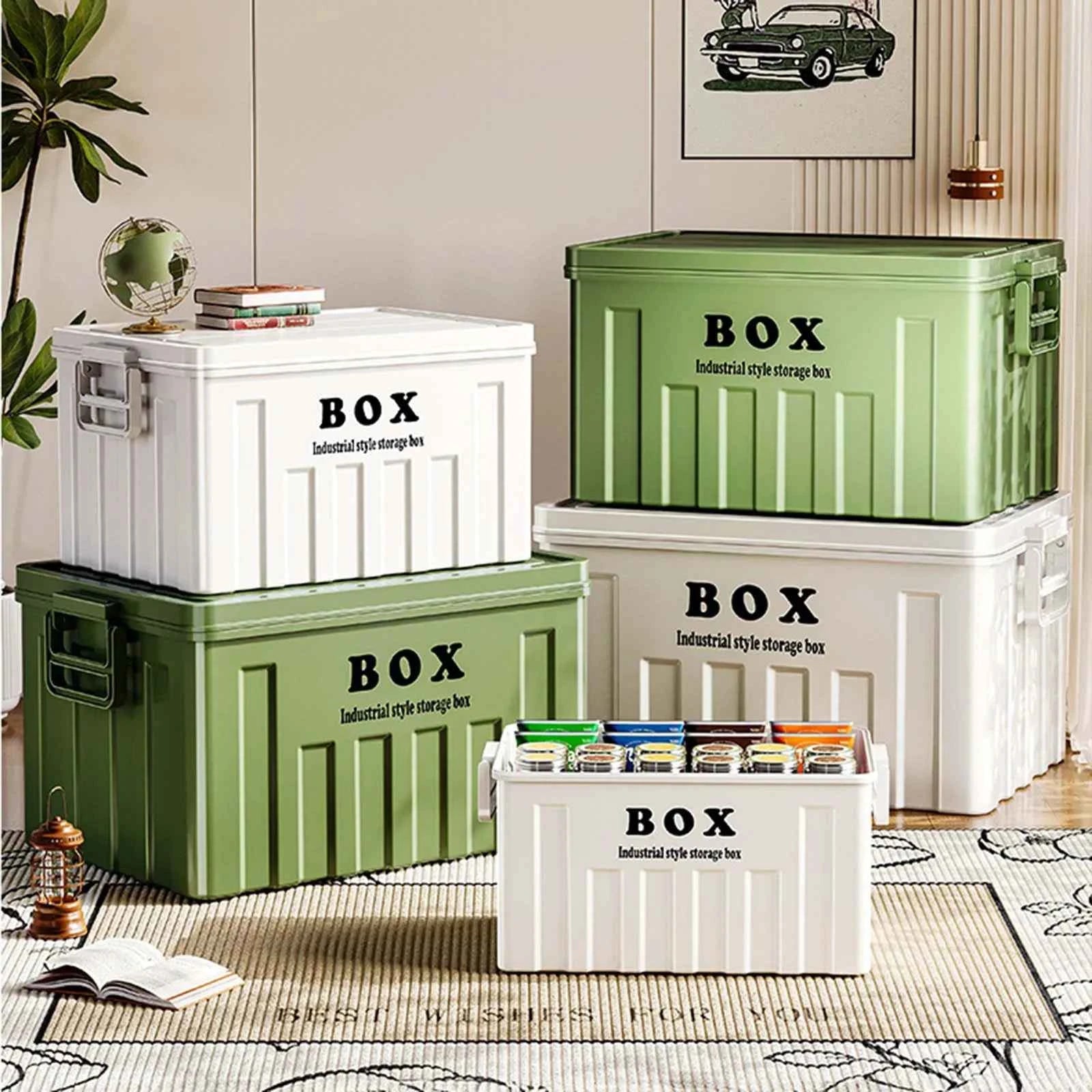 Large Capacity Stackable Lidded Storage Bin Utility Box with Handles for Clothes Snack Toy Books - Ideal for Hiking