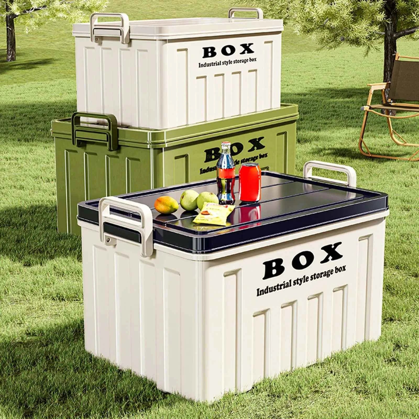 Large Capacity Stackable Lidded Storage Bin Utility Box with Handles for Clothes Snack Toy Books - Ideal for Hiking