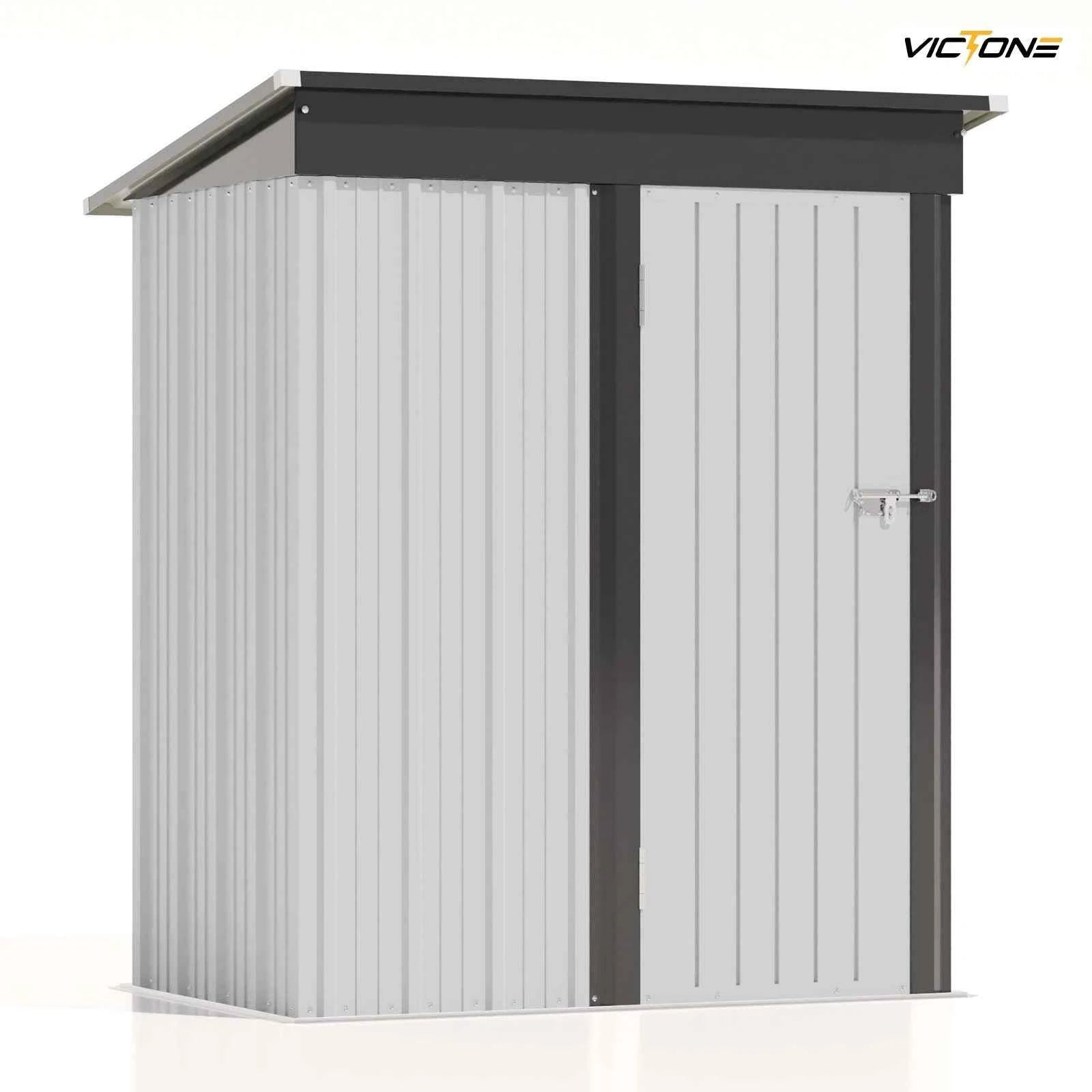 Patiowell 5x3 FT Metal Outdoor Storage Shed Lockable Sloping Roof Garden Tool Shed for Backyard Lawn Patio Eco-Friendly Waterproof