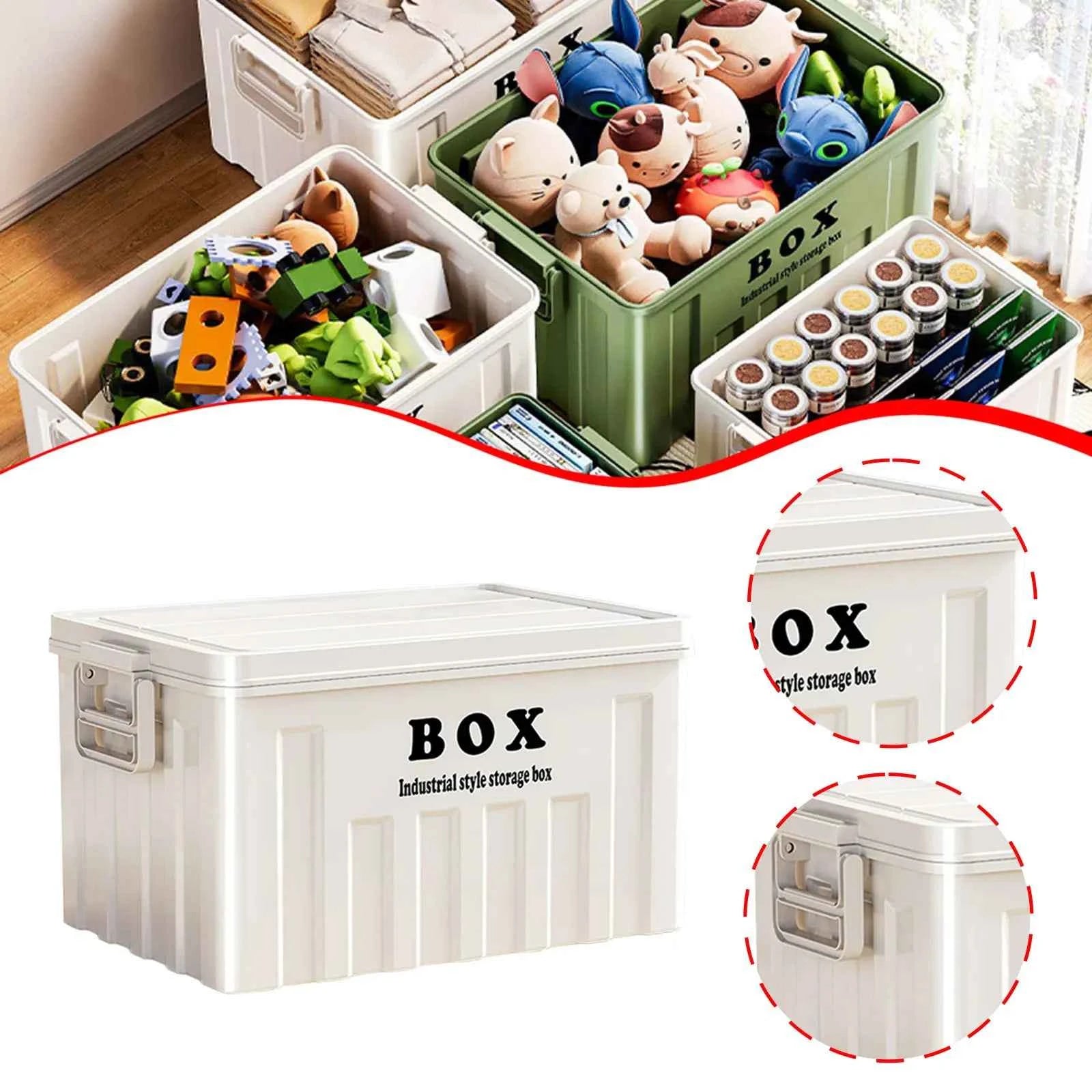 Large Capacity Stackable Lidded Storage Bin Utility Box with Handles for Clothes Snack Toy Books - Ideal for Hiking