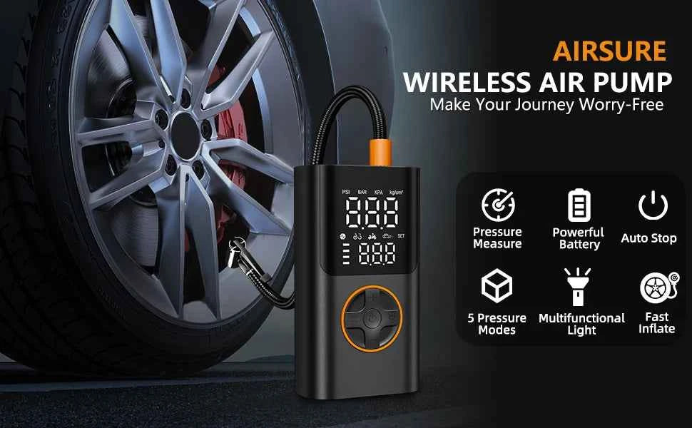 Wireless Air Compressor 150PSI Air Pump Portable Digital Tire Inflator with USB Output for Car Motorcycle Bicycle Ball