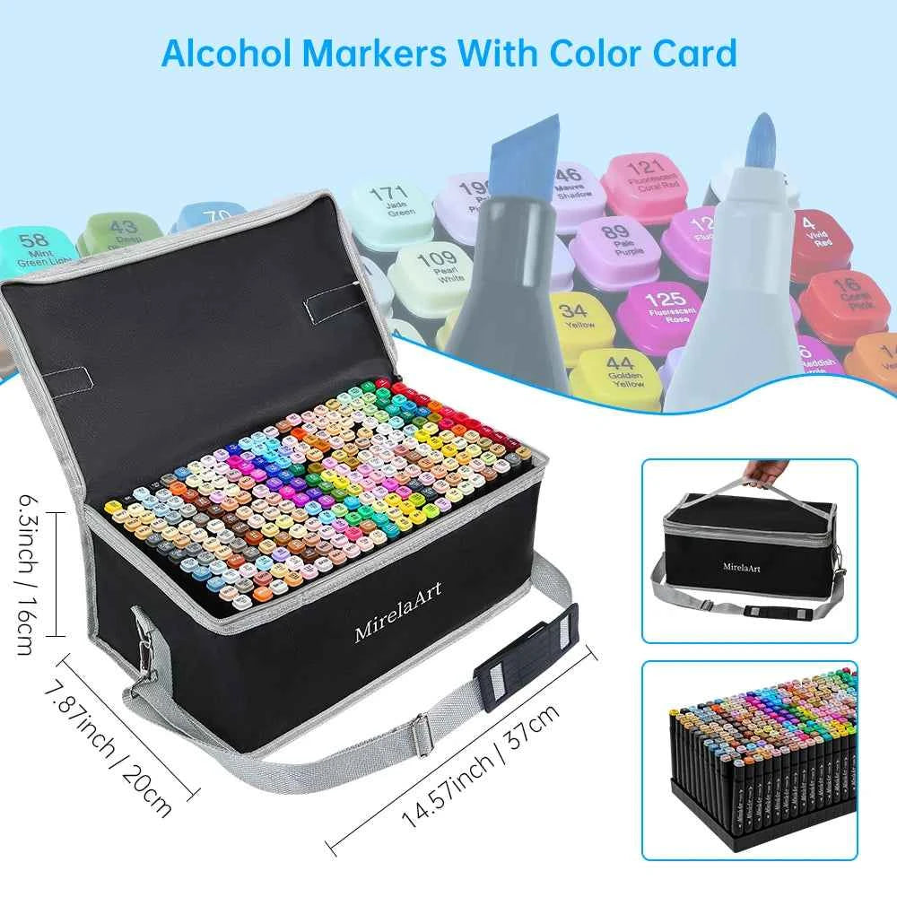 Dual Tip Alcohol Drawing Markers Set - 40/60/80/132/180/274 Colors Permanent Art Sketch Markers for Illustration School Supplies