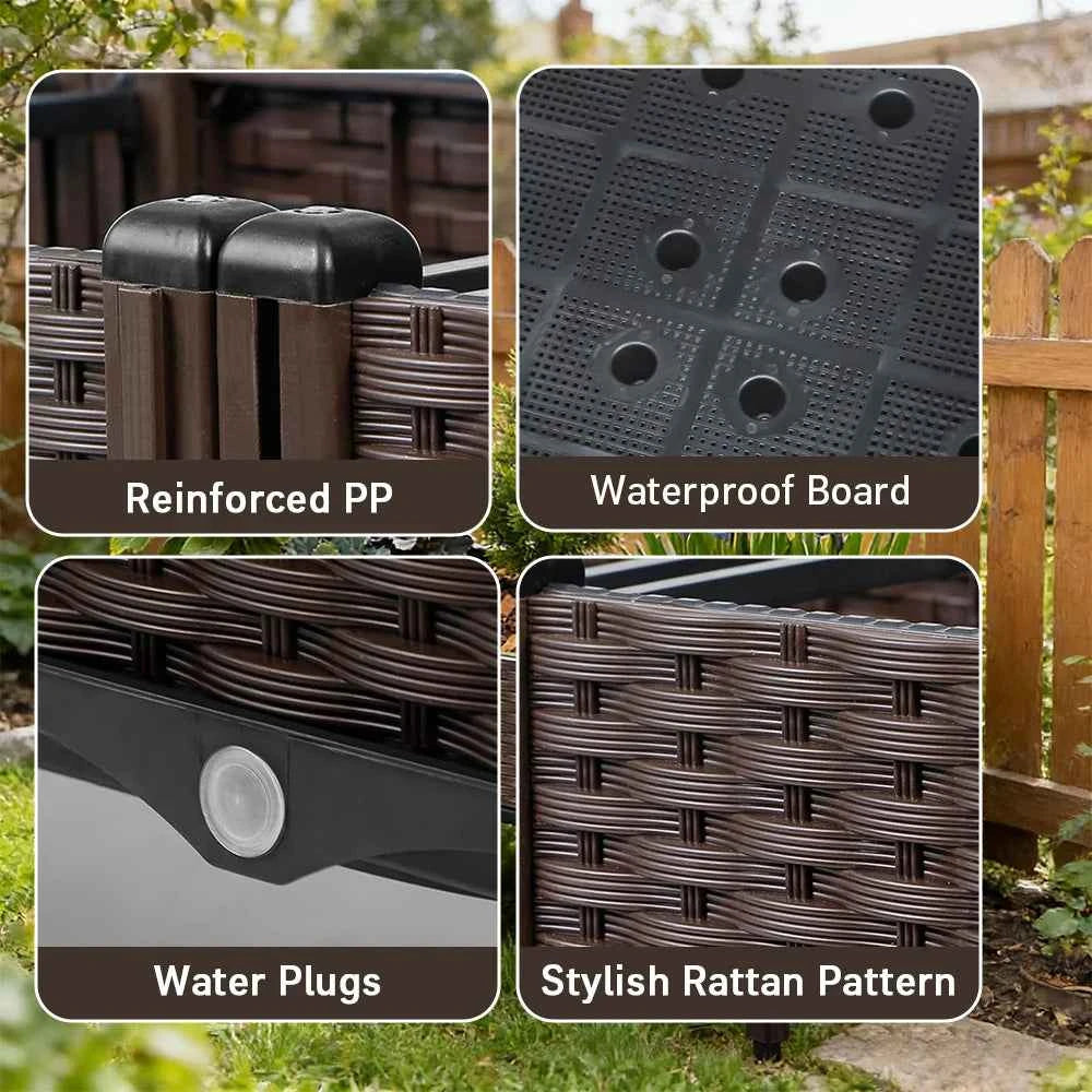 2 Outdoor Planting Boxes with Bracket for Balcony, Garden, and Patio - Raised Vegetable and Flower Planters for Home Courtyard