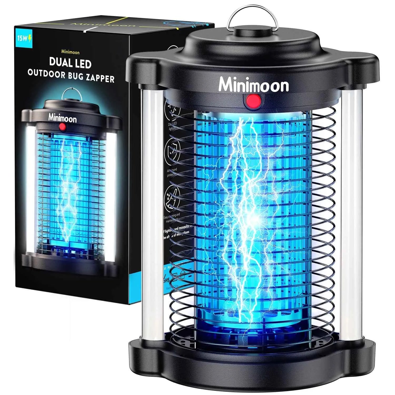 Bug Zapper Outdoor Mosquito Zapper with LED Light 4200V Fly Zapper 15W Electric Fly Traps Outdoor Insect Trap for Yard Backyard