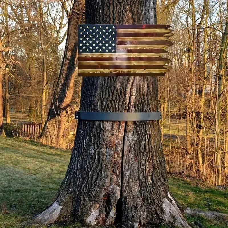8*15inch American Wavy Flag - Wooden Independence Day Decoration for Home, Restaurant, Bar, and Garage