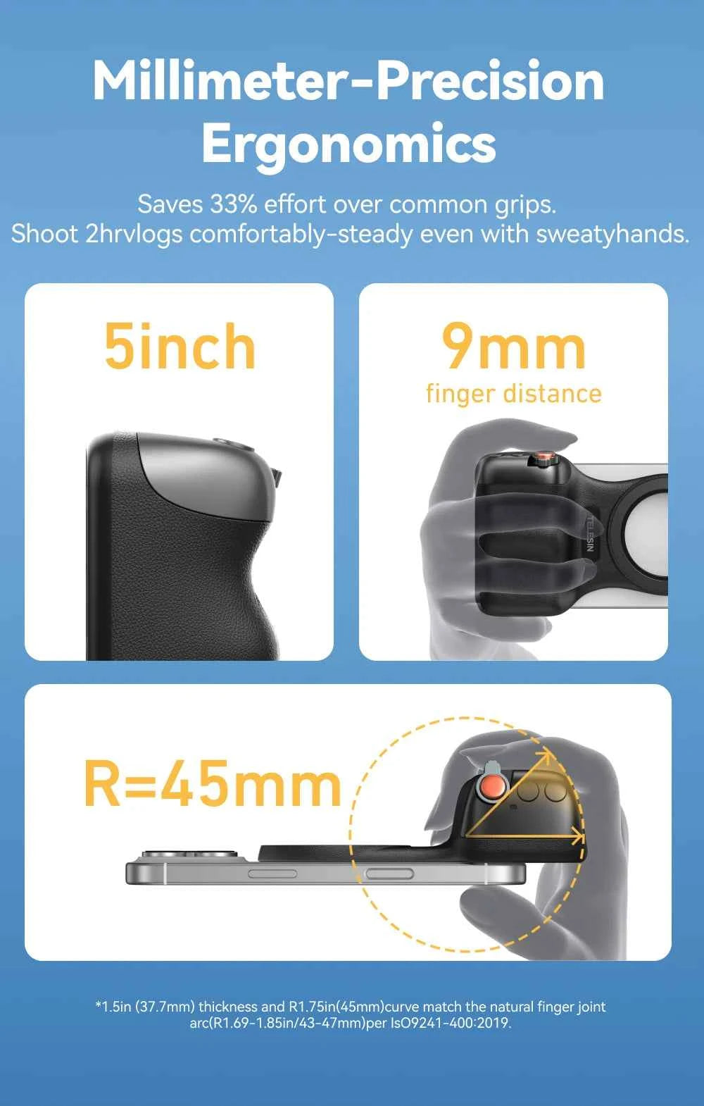 Telesin Magnetic Phone Grip - Universal Smart Phone Holder and Remote Control Handle for iPhone and Android