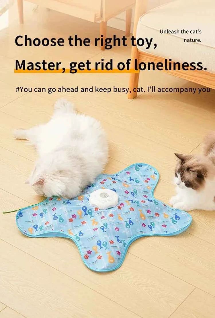 Cat Toys Interactive Hide and Seek Cat Toy with Bird Chirpping Motion Activated Moving Concealed Feathers Cats Kitten Teaser Toy