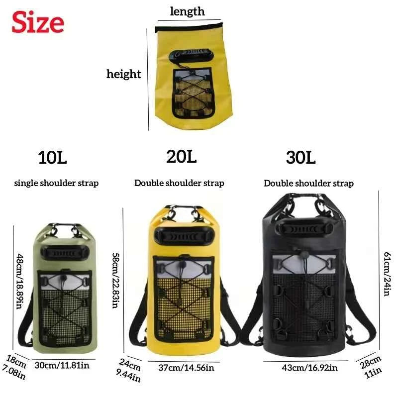 40L Waterproof Floating Dry Bag for Kayaking Boating Rafting Beach Sports - Roll Top Mesh Kayak Backpack Travel Storage Sack