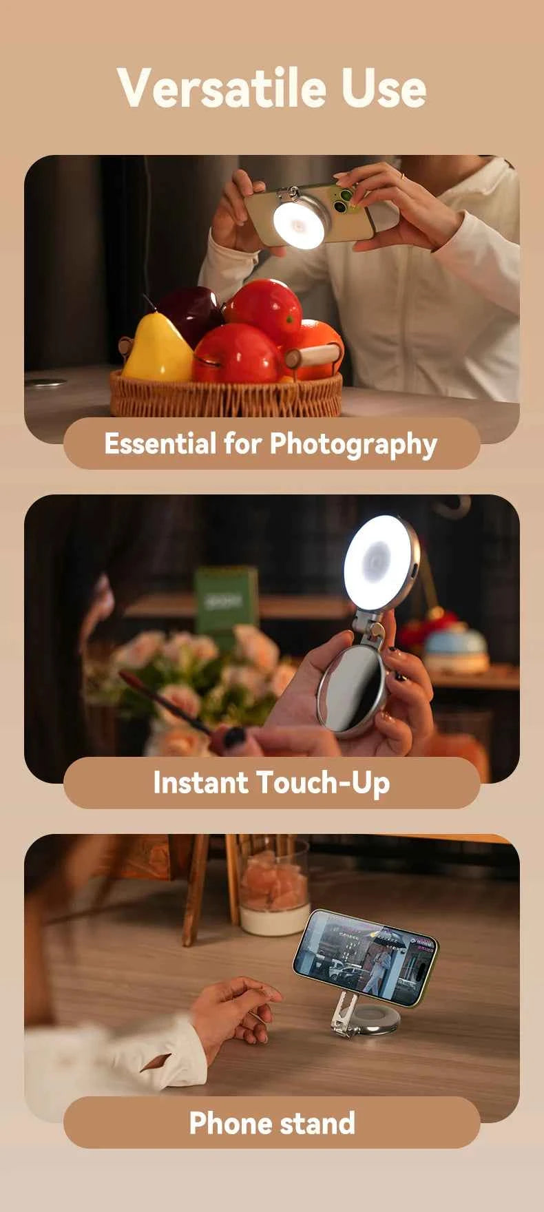 Telesin Magnetic Phone Grip - Universal Smart Phone Holder and Remote Control Handle for iPhone and Android