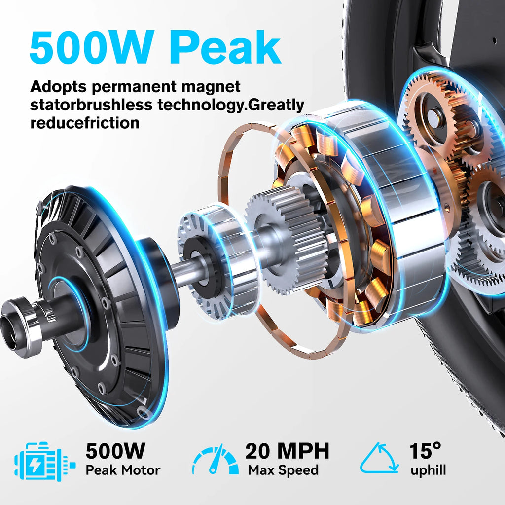 Cybervelo EK13 Adult Foldable Electric Bike 500W Peak Motor Ultra Light Long Range Commuter 20mph City Travel E-Bike
