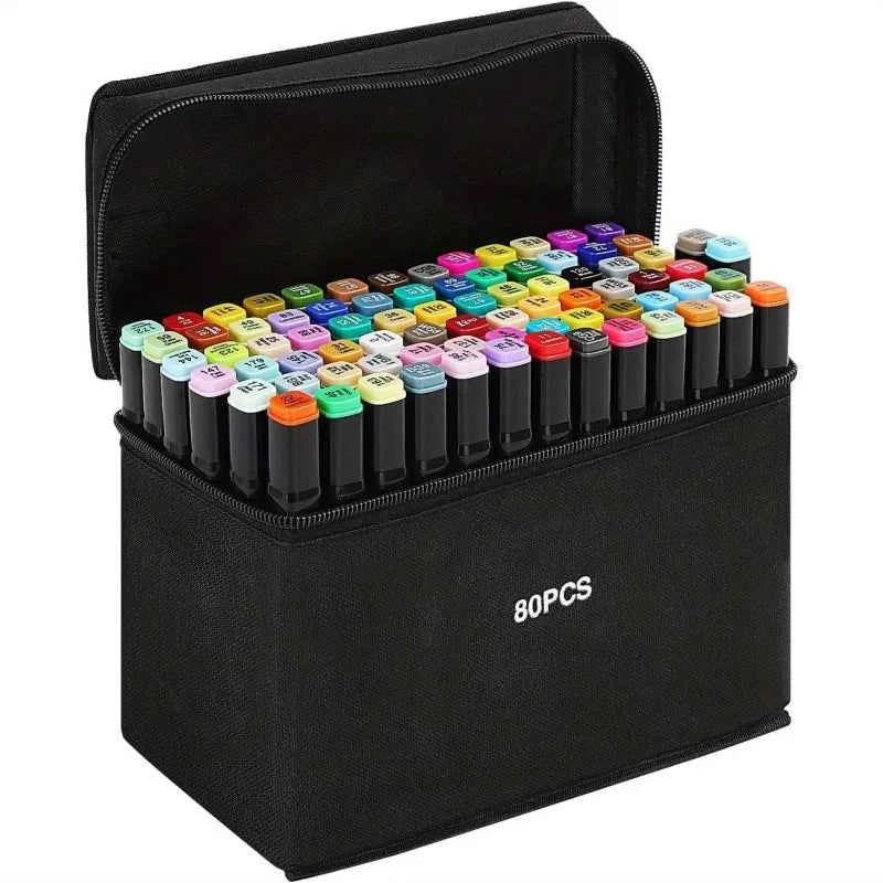 Dual Tip Alcohol Drawing Markers Set - 40/60/80/132/180/274 Colors Permanent Art Sketch Markers for Illustration School Supplies