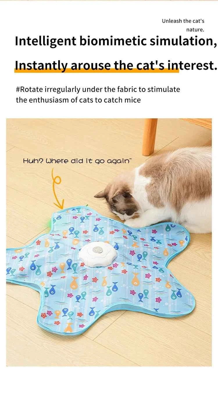 Cat Toys Interactive Hide and Seek Cat Toy with Bird Chirpping Motion Activated Moving Concealed Feathers Cats Kitten Teaser Toy