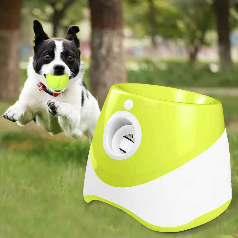 Pet Prime Automatic Dog Ball Thrower Launcher Interactive Dog Fetch Machine with 3 Tennis Balls for Indoor/Outdoor Throwing Game