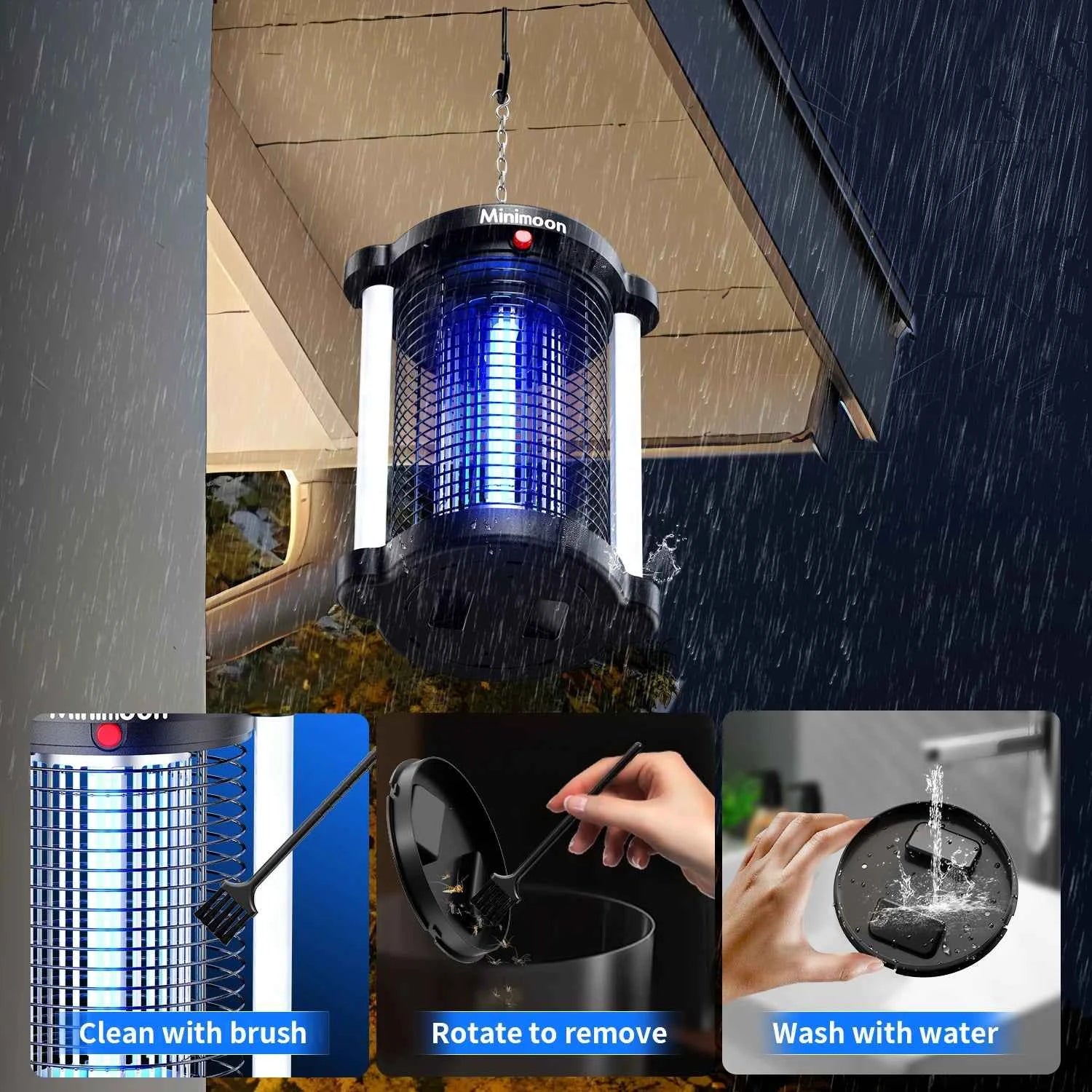 Bug Zapper Outdoor Mosquito Zapper with LED Light 4200V Fly Zapper 15W Electric Fly Traps Outdoor Insect Trap for Yard Backyard