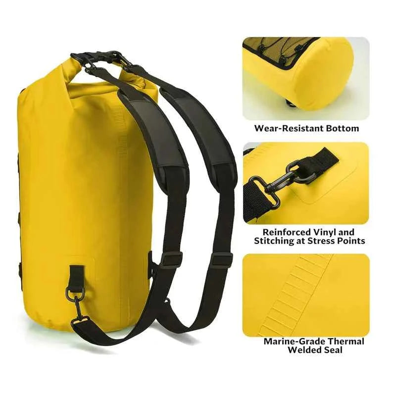 40L Waterproof Floating Dry Bag for Kayaking Boating Rafting Beach Sports - Roll Top Mesh Kayak Backpack Travel Storage Sack