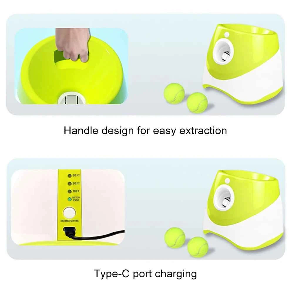Pet Prime Automatic Dog Ball Thrower Launcher Interactive Dog Fetch Machine with 3 Tennis Balls for Indoor/Outdoor Throwing Game