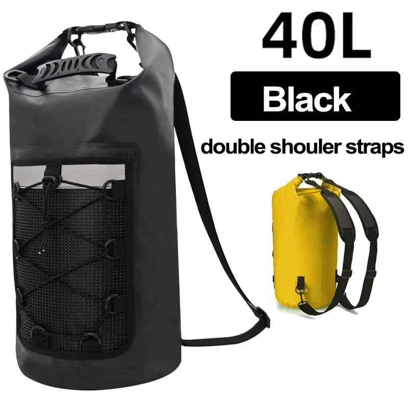 40L Waterproof Floating Dry Bag for Kayaking Boating Rafting Beach Sports - Roll Top Mesh Kayak Backpack Travel Storage Sack