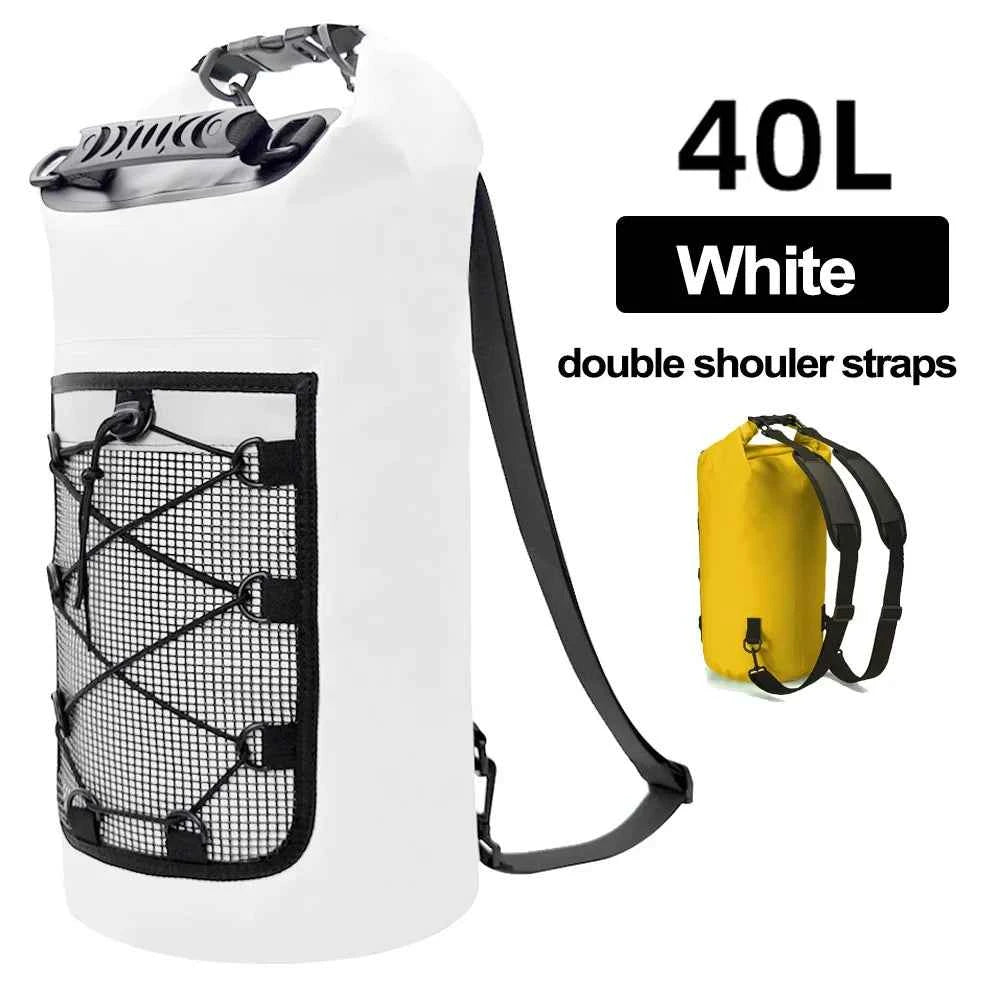 40L Waterproof Floating Dry Bag for Kayaking Boating Rafting Beach Sports - Roll Top Mesh Kayak Backpack Travel Storage Sack