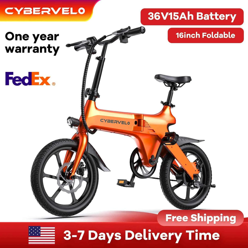 Cybervelo EK13 Adult Foldable Electric Bike 500W Peak Motor Ultra Light Long Range Commuter 20mph City Travel E-Bike