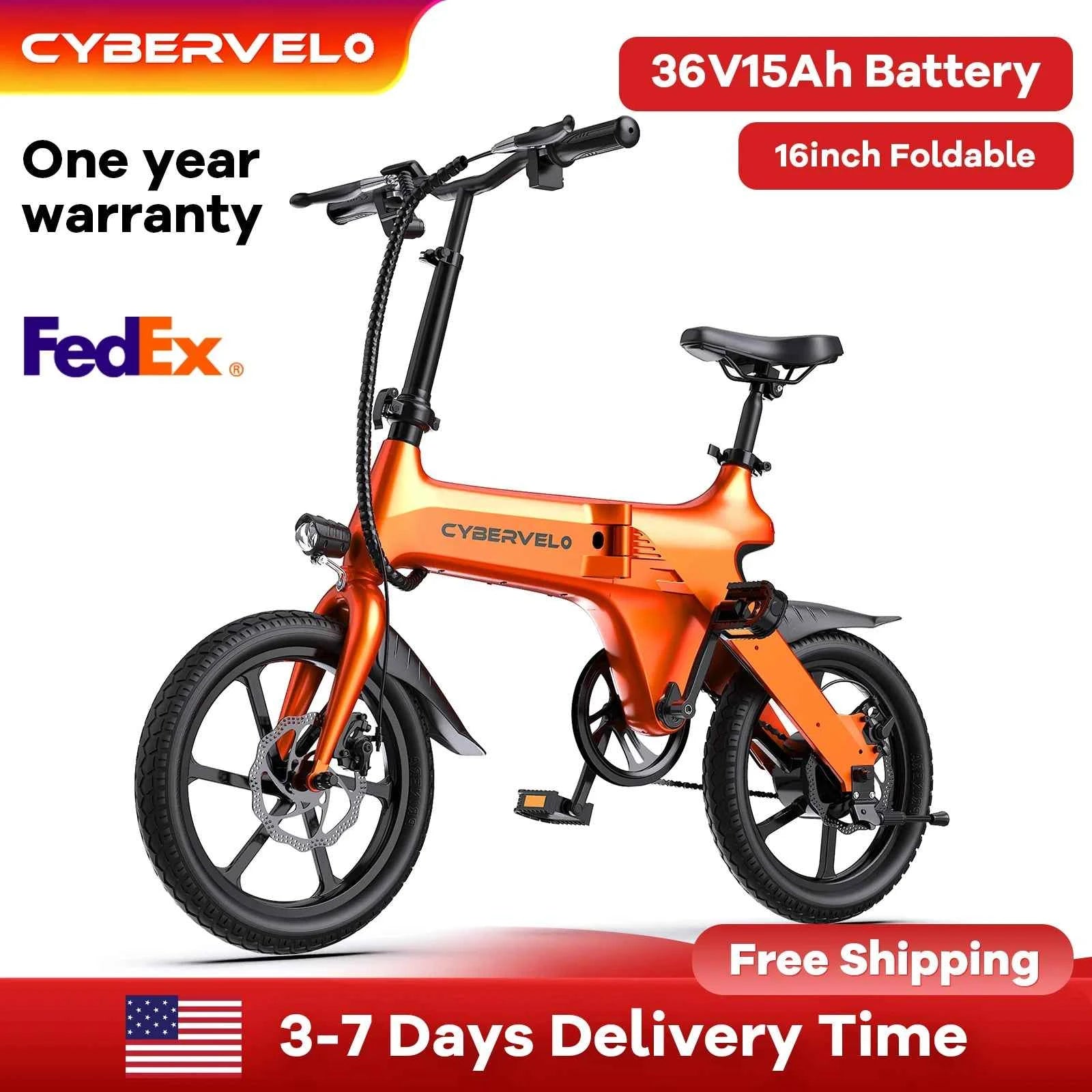 Cybervelo EK13 Adult Foldable Electric Bike 500W Peak Motor Ultra Light Long Range Commuter 20mph City Travel E-Bike