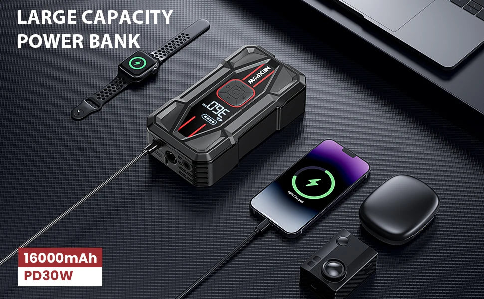 NEXPOW Car Jump Starter 3000A with Air Compressor - 12V 59.2Wh Portable Battery Booster & 150PSI Air Pump