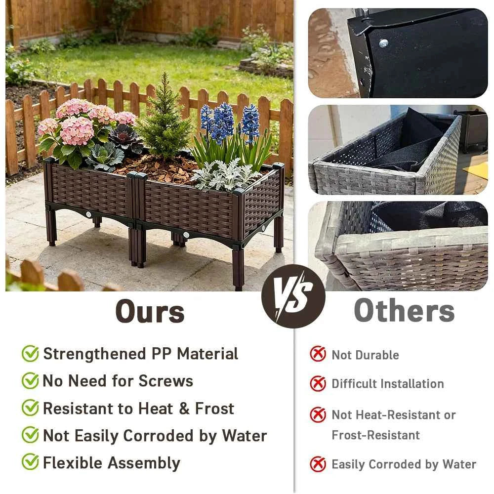 2 Outdoor Planting Boxes with Bracket for Balcony, Garden, and Patio - Raised Vegetable and Flower Planters for Home Courtyard