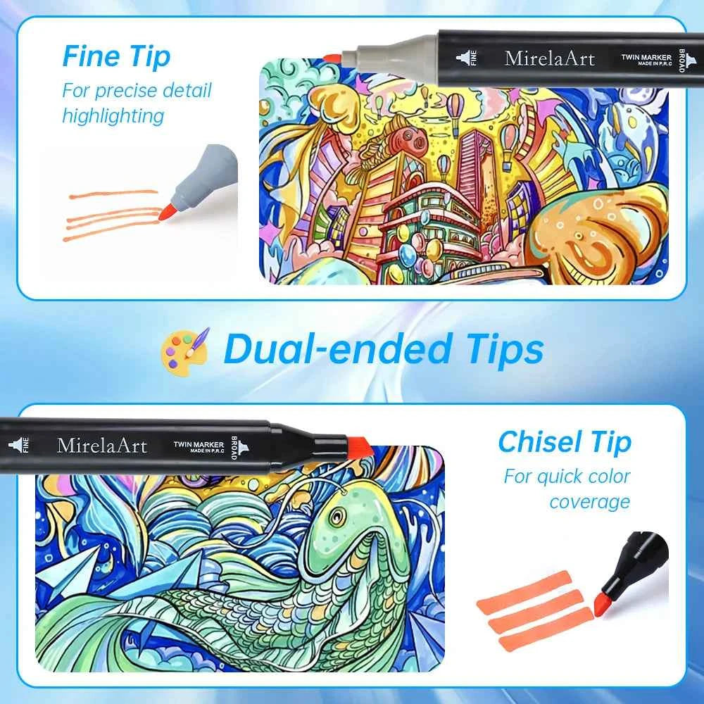 Dual Tip Alcohol Drawing Markers Set - 40/60/80/132/180/274 Colors Permanent Art Sketch Markers for Illustration School Supplies