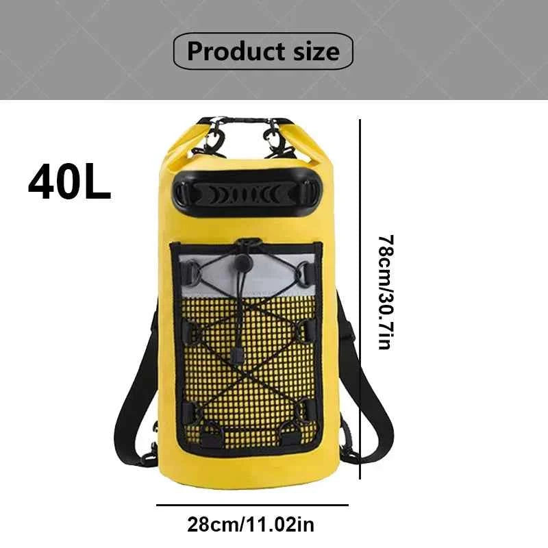 40L Waterproof Floating Dry Bag for Kayaking Boating Rafting Beach Sports - Roll Top Mesh Kayak Backpack Travel Storage Sack