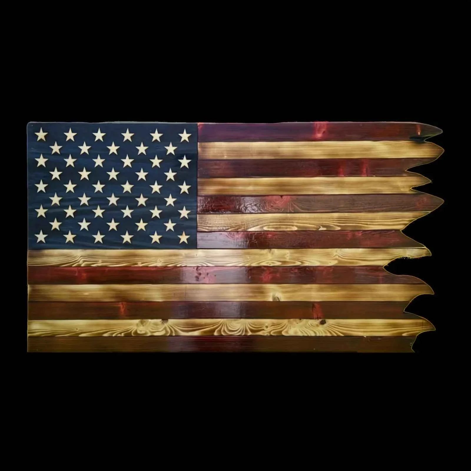 8*15inch American Wavy Flag - Wooden Independence Day Decoration for Home, Restaurant, Bar, and Garage