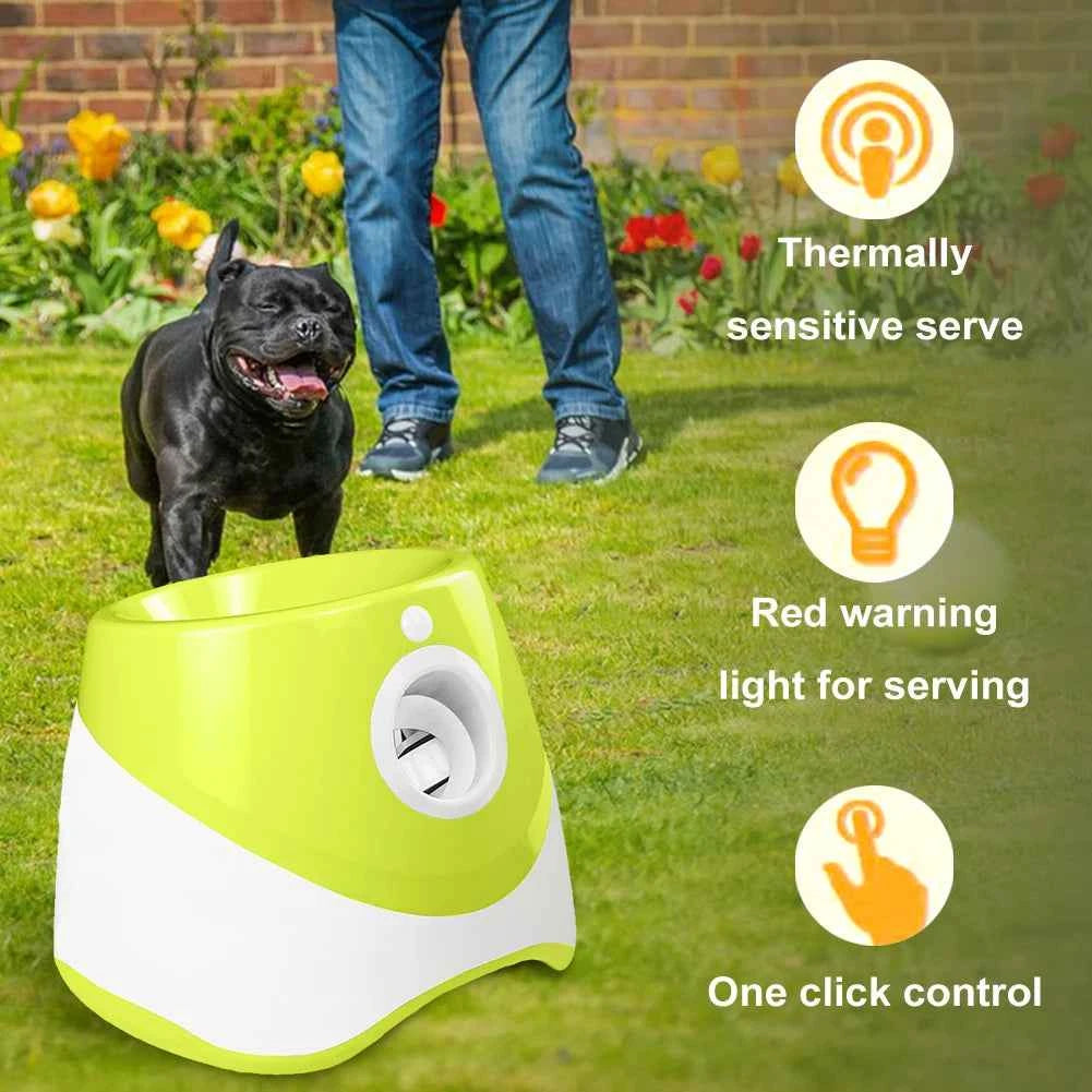 Pet Prime Automatic Dog Ball Thrower Launcher Interactive Dog Fetch Machine with 3 Tennis Balls for Indoor/Outdoor Throwing Game