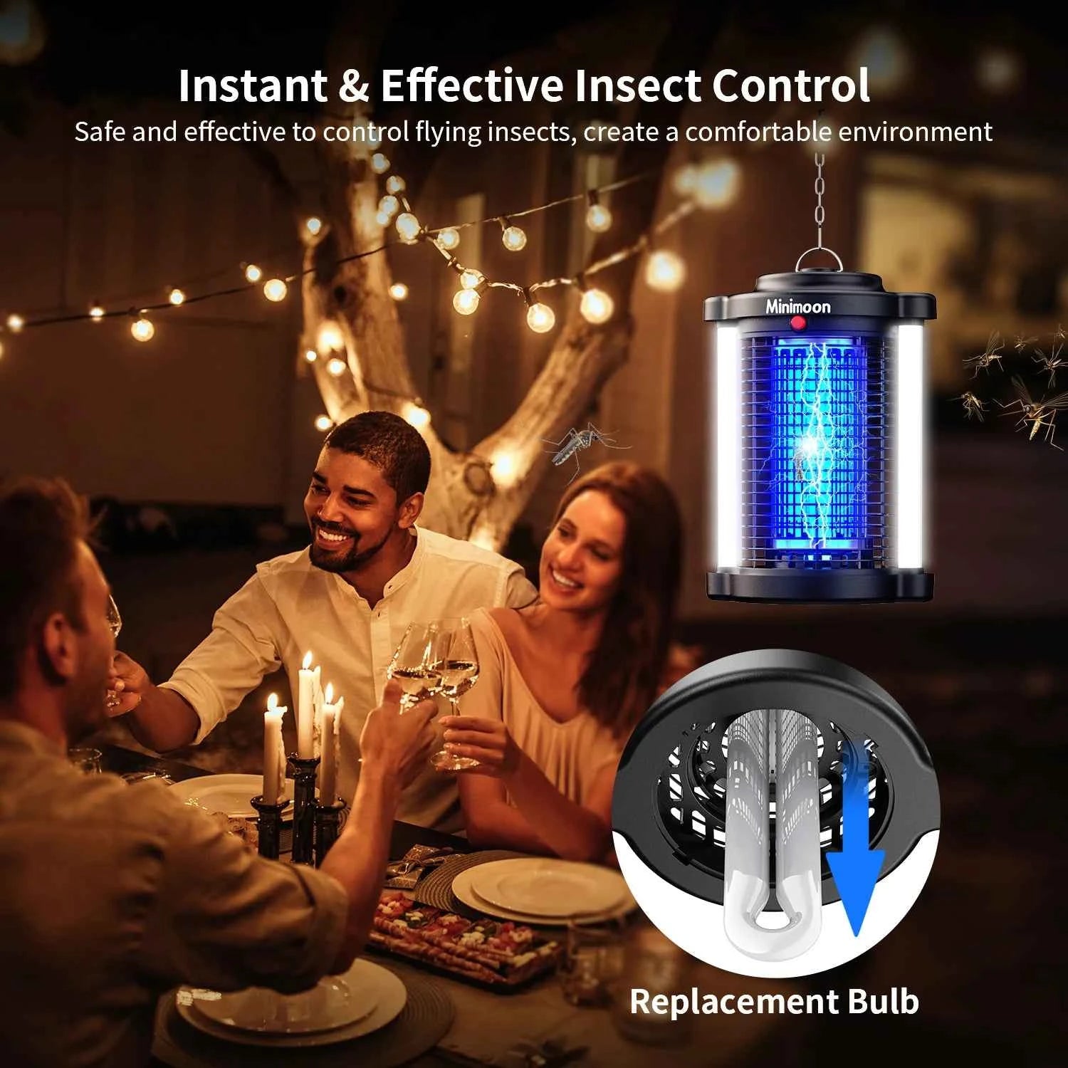 Bug Zapper Outdoor Mosquito Zapper with LED Light 4200V Fly Zapper 15W Electric Fly Traps Outdoor Insect Trap for Yard Backyard