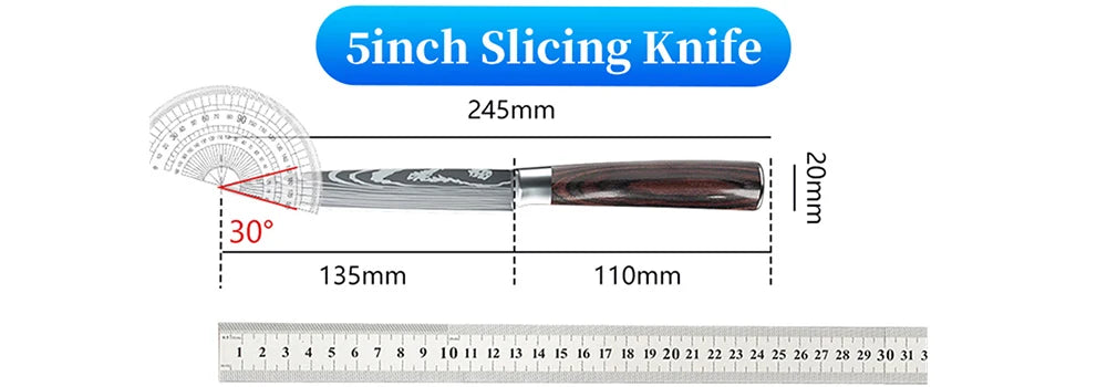 Stainless Steel Kitchen Knife Set - 9 Types Including Japanese Chef Knife, Meat Cleaver, Santoku, Bread, Boning, Slicing, and Fruit Knife with Gift Box