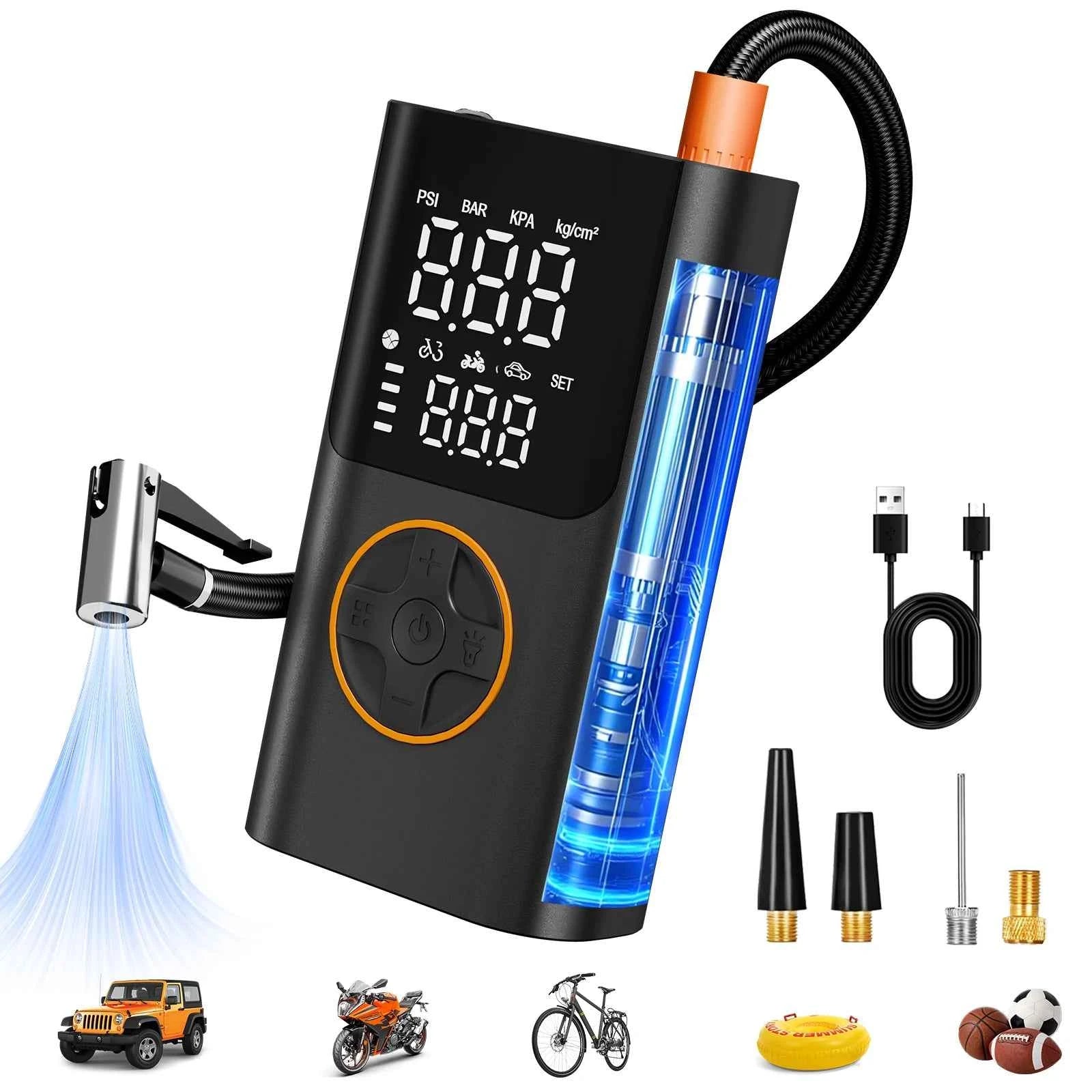 Wireless Air Compressor 150PSI Air Pump Portable Digital Tire Inflator with USB Output for Car Motorcycle Bicycle Ball