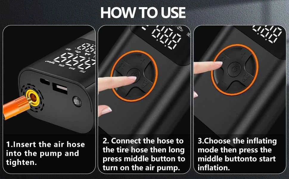 Wireless Air Compressor 150PSI Air Pump Portable Digital Tire Inflator with USB Output for Car Motorcycle Bicycle Ball