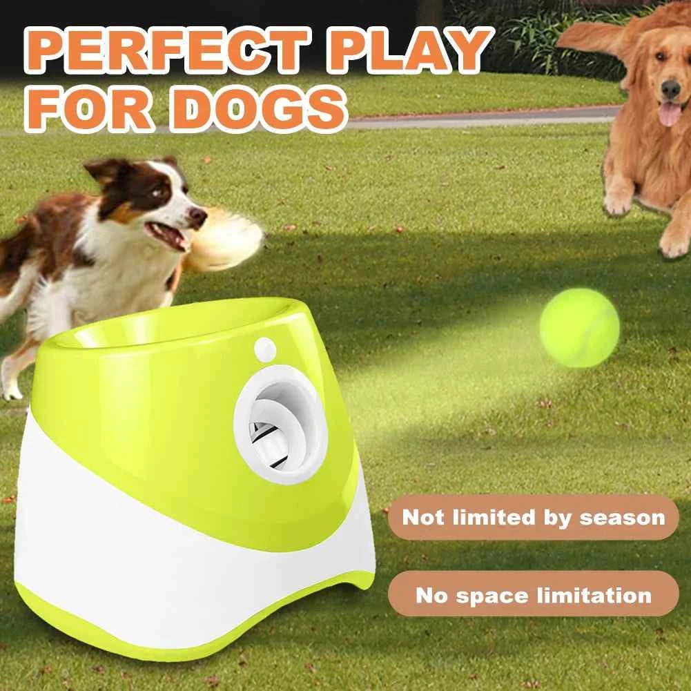 Pet Prime Automatic Dog Ball Thrower Launcher Interactive Dog Fetch Machine with 3 Tennis Balls for Indoor/Outdoor Throwing Game