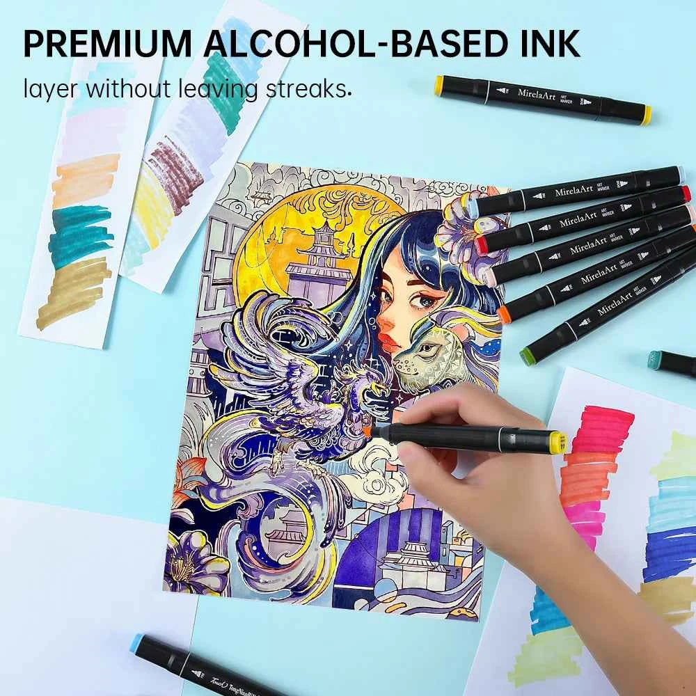 Dual Tip Alcohol Drawing Markers Set - 40/60/80/132/180/274 Colors Permanent Art Sketch Markers for Illustration School Supplies