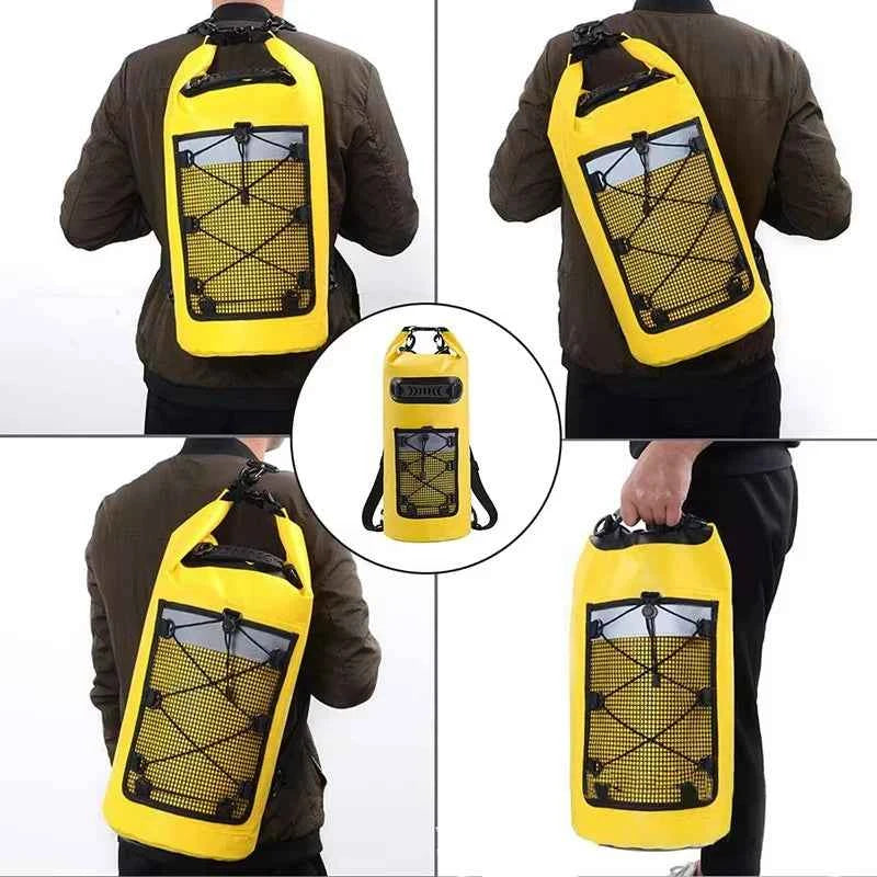 40L Waterproof Floating Dry Bag for Kayaking Boating Rafting Beach Sports - Roll Top Mesh Kayak Backpack Travel Storage Sack