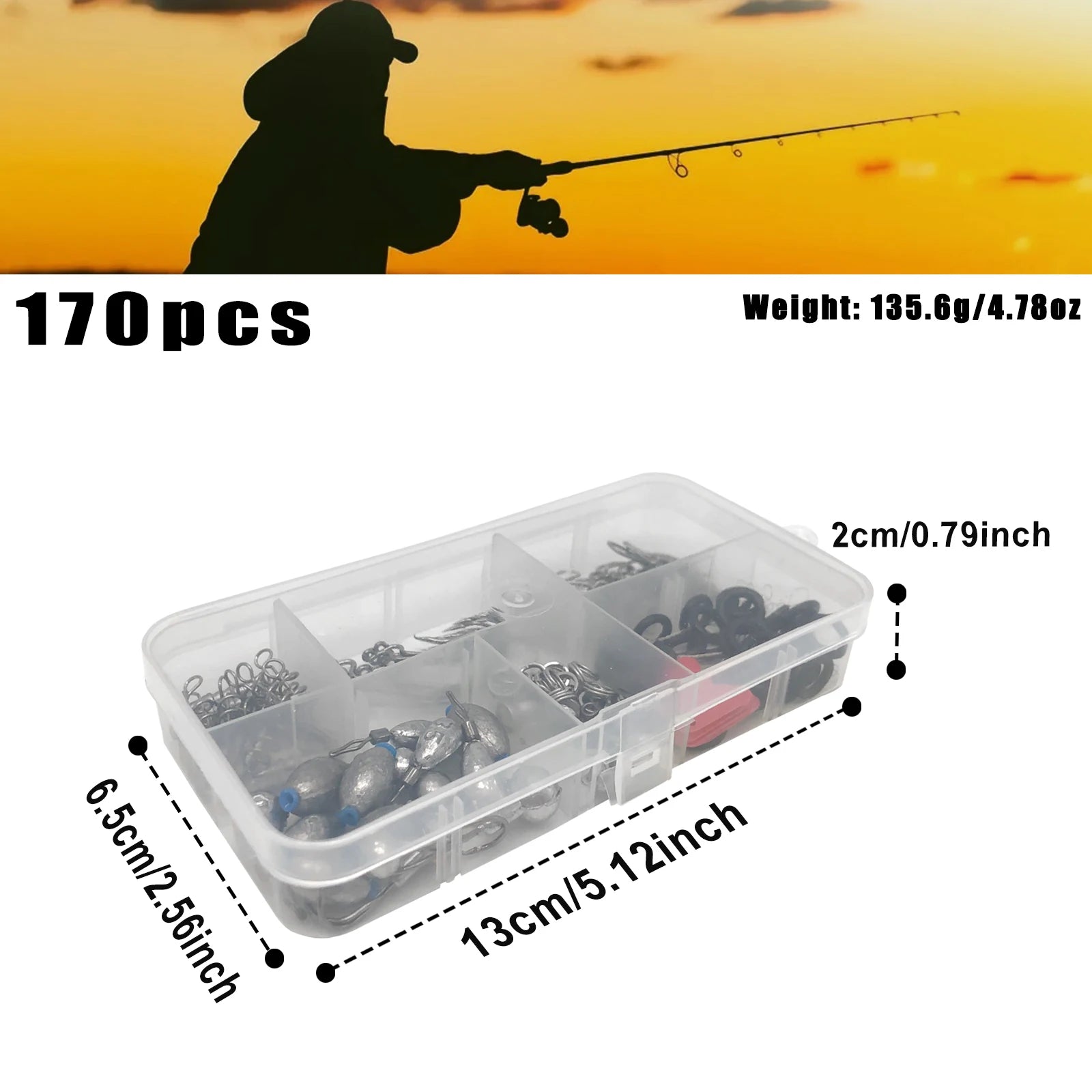 170-410pcs Professional Fishing Kit with Tackle Box, Hooks Sinkers Swivels for Bass Trout Saltwater Fishing Complete Lure Set