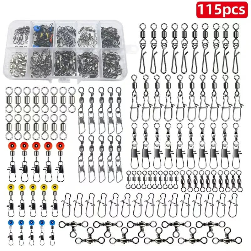 170-410pcs Professional Fishing Kit with Tackle Box, Hooks Sinkers Swivels for Bass Trout Saltwater Fishing Complete Lure Set