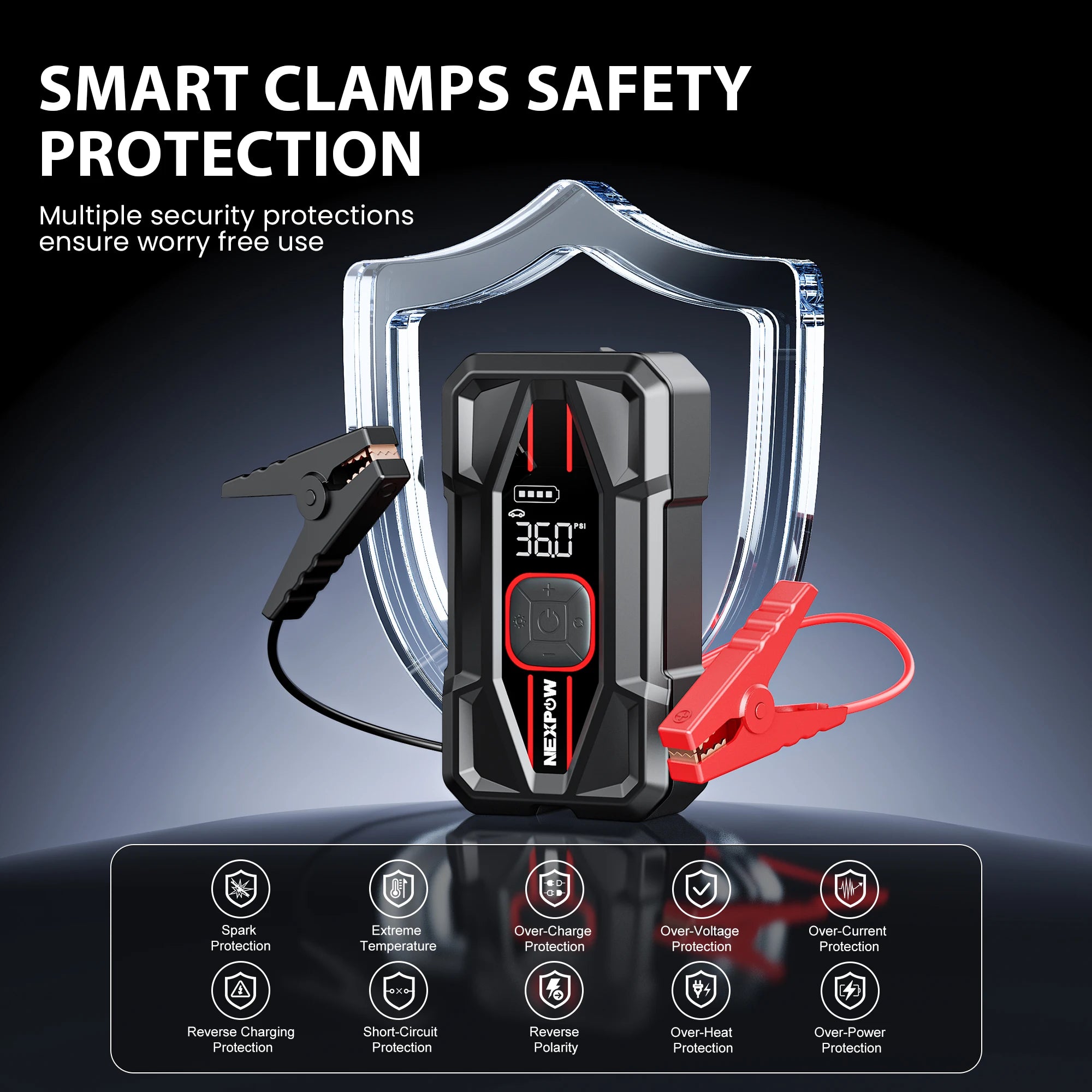 NEXPOW Car Jump Starter 3000A with Air Compressor - 12V 59.2Wh Portable Battery Booster & 150PSI Air Pump