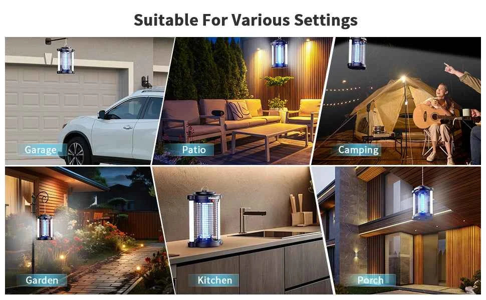 Bug Zapper Outdoor Mosquito Zapper with LED Light 4200V Fly Zapper 15W Electric Fly Traps Outdoor Insect Trap for Yard Backyard