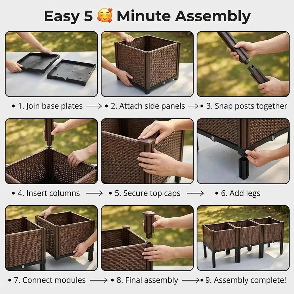 2 Outdoor Planting Boxes with Bracket for Balcony, Garden, and Patio - Raised Vegetable and Flower Planters for Home Courtyard