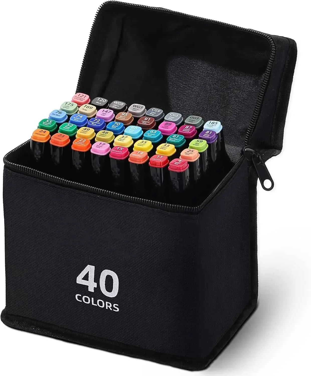 Dual Tip Alcohol Drawing Markers Set - 40/60/80/132/180/274 Colors Permanent Art Sketch Markers for Illustration School Supplies