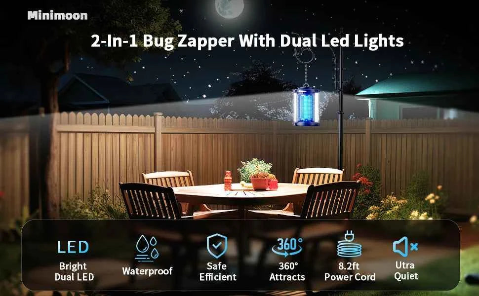 Bug Zapper Outdoor Mosquito Zapper with LED Light 4200V Fly Zapper 15W Electric Fly Traps Outdoor Insect Trap for Yard Backyard
